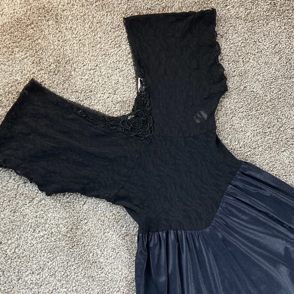 Vintage 80s 90s Cinema Etoile Lace Basque Waist Balletcore Nightgown sz M